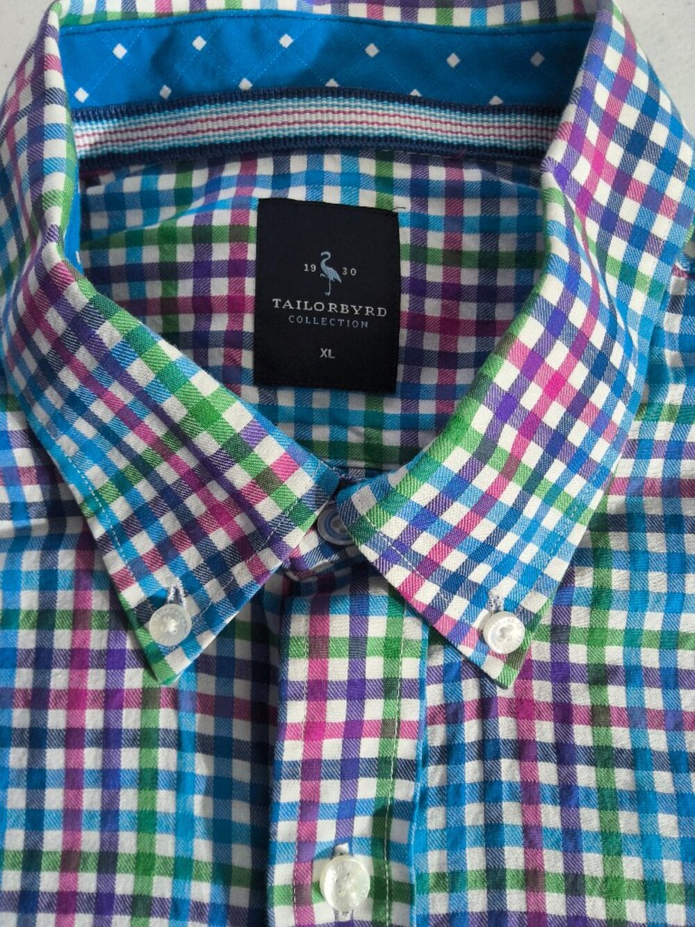 TaylorByrd Mens XL vibrant colored plaid button down shirt